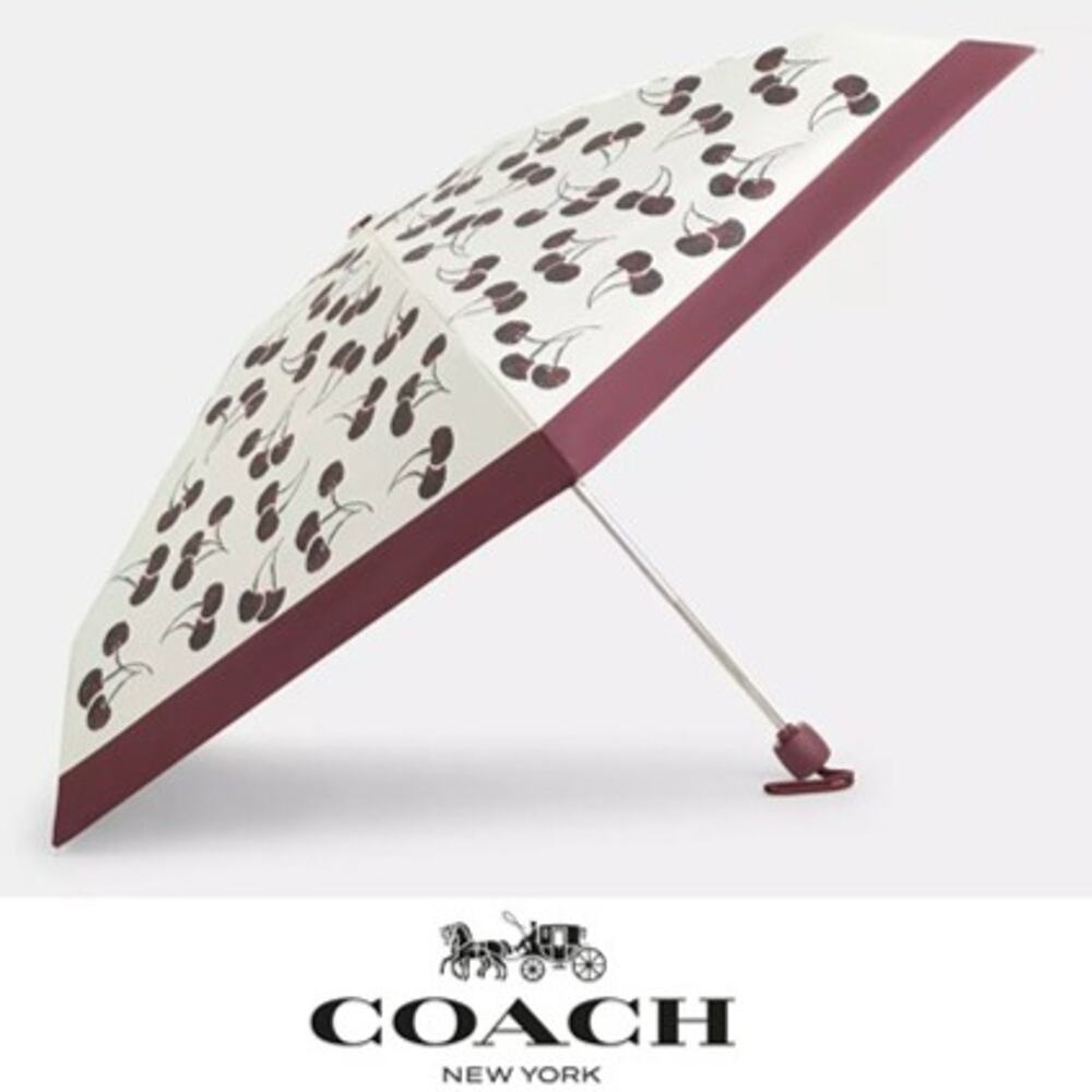 ❤️Coach Uv Protection Mini Umbrella With Cherry Print